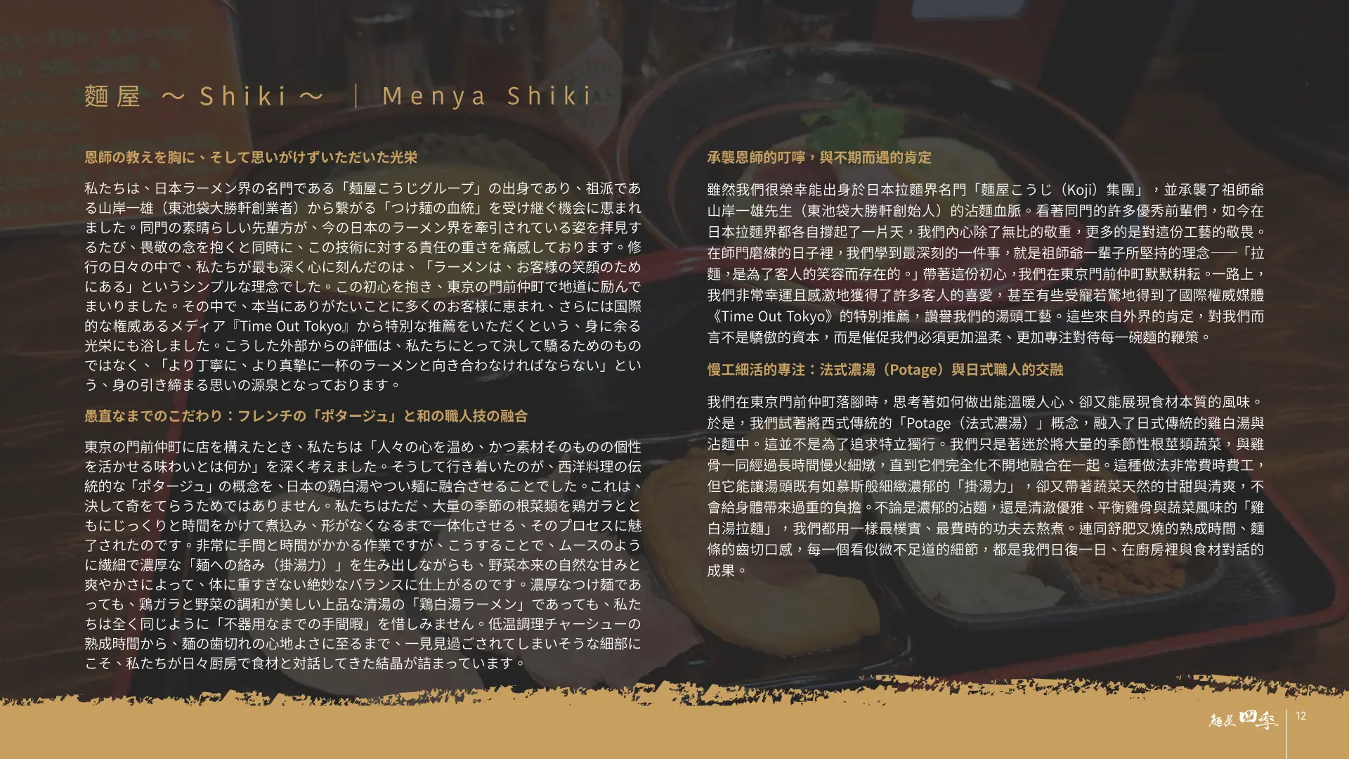 麵屋四季完整品牌介紹第 12 頁：品牌與料理介紹
